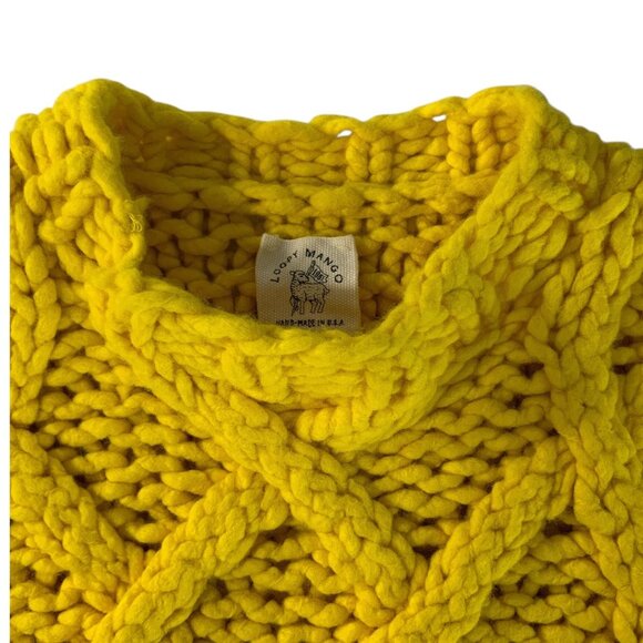 Loopy Mango Handmade Urban Fisherman Sweater S/M Sunshine Yellow Merino Wool - Picture 6 of 16